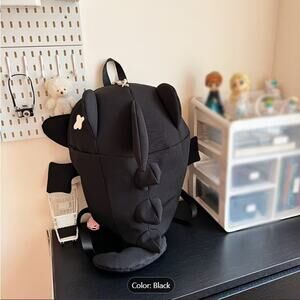 Cute Black Dragon Plush Backpack Large Capacity, Adjustable Straps, Kawaii Style